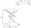 A white folding table with dimensions shown in centimeters. Produktbild-Vorschau