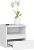 A white nightstand with an open drawer and a potted orchid on top. Produktbild-Vorschau
