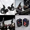 A collage of four images showing different views and packaging of QKZ AK6 HiFi sport earphones. Produktbild-Vorschau