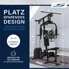A home gym machine with dimensions and features highlighted. Produktbild-Vorschau