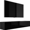 A black TV stand and a black TV are shown against a white background. Produktbild-Vorschau