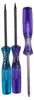 Three screwdrivers with colored translucent handles are arranged on a white background. Náhled obrázku produktu