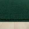 A close-up view of a dark green rug with a textured surface, resting on a light-colored wooden floor. Produktbild-Vorschau