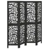 A black four-panel room divider with an intricate cutout pattern. Voir les images du produit