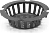 A black plastic drain basket with a wide rim and a perforated base, shown on a white background. Voir les images du produit