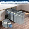 A kitchen cabinet with a pull-out trash system installed, showing how it extends and retracts. Voir les images du produit