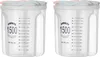 Two identical clear plastic food storage containers with white lids and measurement markings on the side. Produktbild-Vorschau