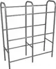 A silver-colored metal rack for storing crates. Produktbild-Vorschau