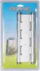 A product packaged in clear plastic, showing a pair of silver hinges and accessories. Anteprima dell’immagine prodotto
