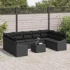 Sofa Set mit Kissen 10 pcs Schwarz Poly Rattan Produktbild-Vorschau 3