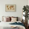 Italienischer Leinwand Leinwandbild - World Map: Beige Chic Produktbild-Vorschau 5