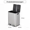Vidacharmy 2×20L Edelstahl-Mülleimer mit Pedal und Produktbild-Vorschau 2