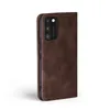 A brown flip-style phone case is shown from the side against a white background. Produktbild-Vorschau