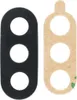 A black rectangular object with three circular cutouts and a brown adhesive backing with three corresponding circular cutouts. Produktbild-Vorschau