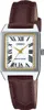 A close-up studio shot of a women's wristwatch with a white face, Roman numerals, and a brown leather strap. Anteprima dell’immagine prodotto