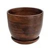 Pot en céramique rond avec soucoupe brun foncé 25 cm Voir les images du produit 2