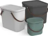 Three storage bins of different sizes and colors are displayed against a white background. Produktbild-Vorschau