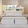 A bed with a headboard featuring shelves, set in a bedroom with blinds and a window. Anteprima dell’immagine prodotto