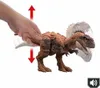 A hand is shown manipulating the tail of a dinosaur toy, with arrows indicating up and down movement. Produktbild-Vorschau
