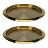 2x Edelstahl Tablett ø 35 cm Gold Serviertablett Rund Produktbild-Vorschau 1