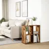 A living room scene with a sofa and a wooden room divider/bookshelf. Náhled obrázku produktu