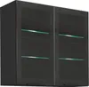 A black wall-mounted cabinet with glass doors and internal green lighting. Produktbild-Vorschau