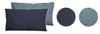 Two pillows and two fabric swatches in different shades of blue. Produktbild-Vorschau