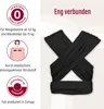 A black baby wrap is displayed diagonally on a light beige background, with accompanying text and logos on the left side. Produktbild-Vorschau