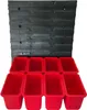 A black pegboard and eight red storage bins against a white background. Anteprima dell’immagine prodotto