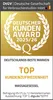 A marketing image for a "Deutscher Kunden Award" recognizing "Deutschlands Beste Marken" (Germany's Best Brands) for customer satisfaction in the "Massagesessel" (massage chair) category. Podgląd zdjęcia produktu