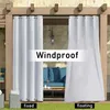 Outdoor curtains are shown hanging from a pergola, with one side labeled 'fixed' and the other 'floating'. Produktbild-Vorschau