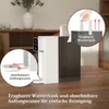 A water dispenser on a table, with close-up insets highlighting features. Produktbild-Vorschau