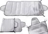 Multiple views of a silver car windshield sunshade. Anteprima dell’immagine prodotto
