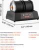 A VEVOR electric polishing machine with dual barrels is shown with dimensions and specifications. Produktbild-Vorschau