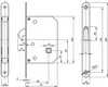 Technical drawing with dimensions of a door lock mechanism. Produktbild-Vorschau