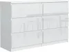 Komoda 6 120 cm - se 6 zásuvkami v bílé barvě / bílý vysoký Náhled obrázku produktu 1