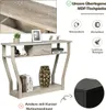 A console table with decorative items and books, with marketing text and icons highlighting its features. Podgląd zdjęcia produktu