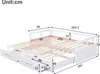 A diagram of a white daybed with dimensions indicated by measurement lines and numbers. Náhled obrázku produktu