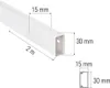 A white cable channel with dimensions and length indicated by measurement lines and text. Náhled obrázku produktu