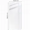 A clear screen protector with dimensions indicated. Produktbild-Vorschau
