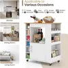 A collage of images showing a kitchen cart in different settings and highlighting its features. Podgląd zdjęcia produktu