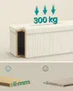 A product image showing a storage ottoman with an emphasis on its durability and construction materials. Náhled obrázku produktu
