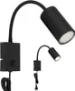 Two black wall lamps with flexible necks and cylindrical heads are shown against a white background. Produktbild-Vorschau
