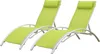 Two green lounge chairs with white frames on a white background. Voir les images du produit