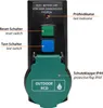 A close-up view of an outdoor RCD socket with labels and indicators. Produktbild-Vorschau