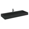 A black rectangular sink with a chrome faucet, shown from a slightly elevated side angle against a white background. Produktbild-Vorschau