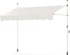 A white awning supported by poles against a white background.