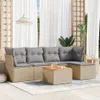 vidaXL 6-tlg. Garten-Sofagarnitur mit Kissen Beige Poly Produktbild-Vorschau 2