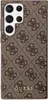 A close-up view of a brown smartphone case with a repeating Guess logo pattern. Produktbild-Vorschau