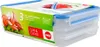 A product shot of an emsa Aufschnittbox CLIP & CLOSE food storage container set, showing the packaging and the stacked containers. Anteprima dell’immagine prodotto